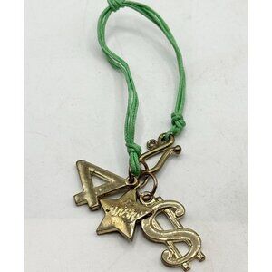 Vintage green thread charm bracelet